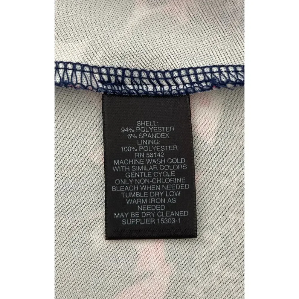 Liz Claiborne women's sleeveless peach & navy floral fit & flare dress, size 8 - Picture 7 of 8